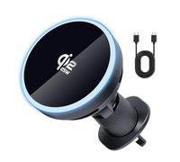 Qi2.2 Soporte de coche Mag-Safe certificado de 25 W con refrigeración activa para teléfono móvil, soporte magnético para rejilla de ventilación, giratorio 360°, compatible con iPhone 17/16/15/14/13/12