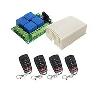 QIACHIP 12V inalámbrico relé de control remoto interruptor receptor 433Mhz RF de 4 Canales transmisores para Motor Puerta de Garaje luz Cortina eléctrica