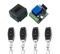 QIACHIP 433MHz CC 5V 6V 12V 24V 60V 1CH Módulo receptor de relé RF de control remoto inalámbrico con 4 transmisores, para luz ENCENDIDA/APAGADA, puerta abierta