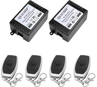 QIACHIP 433mhz DC 12V 1 CH Interruptor de Control Remoto Inalámbrico, 2 Módulo Receptor de Relé RF con 4 Transmisores para Controles de Entrada Momentáneos