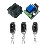 QIACHIP 433MHz DC 5V 6V 12V 24V 60V 1CH Módulo receptor de relé RF de control remoto inalámbrico con 3 transmisores, para luz ENCENDIDO/APAGADO, puerta abierta