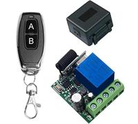 QIACHIP 433MHz Interruptor Remoto inalámbrico Receptor de relé Módulo RF y Transmisor DC 12V 24V 30V 1CH para abridor de Puerta de Garaje, Llavero de Coche