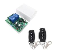 QIACHIP 433MHz RF Interruptor de mando a distancia,2 CH AC 220V Control Remoto Receptor Relé Inalámbrico con 2 transmisores para puerta de garaje,motor,luz