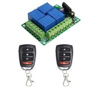 QIACHIP 433Mhz Universal DC 12V 4CH Interruptor de control remoto inalámbrico Módulo receptor de relé RF con 2 transmisores, para maletero de camión garaje cerradura eléctrica 4 canales