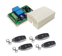 QIACHIP Controlador de Motor CC 12V con Mando a distancia,Módulo Relé Receptor 2 Canales 433Mhz con 4 RF Transmisores,Interruptor Inalámbrico para Motor de CC avance y retroceso, Varilla empuje