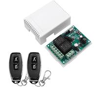 QIACHIP Interruptor de Control Remoto inalámbrico DC 6V 12V 24V 30V 2 Canales, Modulo Receptor de Relé RF 433mhz y 2 Transmisor mando a distancia,para Motor Puerta Garaje, Cortina eléctrica, luz
