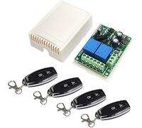 QIACHIP Interruptor inalámbrico, 220/230 V, control remoto para puerta de garaje, 2 canales, 433 MHz, RF 10 A, relé, receptor, 4 transmisores para motor, persianas y bombas