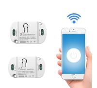 QIACHIP Interruptor Inteligente Wifi Smart Switch Módulo Conmutador compatible Alexa,Google Home Control APP Tuya y Smart Life,fácil instalación 2PCS
