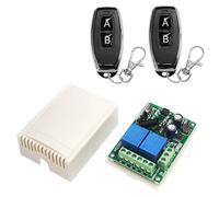 QIACHIP KR2202 Interruptor de Control Remoto inalámbrico AC 220V 2 Canales, Modulo Receptor de Relé RF 433mhz y 2 Transmisor mando a distancia,para Motor Puerta Garaje, Cortina eléctrica, luz