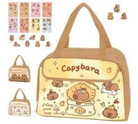 Qiamia Capybara Lunch Box, Waterproof Insulation Capybara Lunch Bag, Cute Cartoon Lunch Bag, Easy to Clean, With Capybaras Stickers (B)
