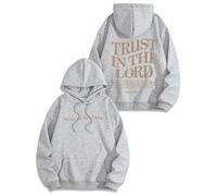 Qiamia Christian Sweatshirt with 50 PCS Bible Stickers, Jesus Hoodies for Women & Men, Trust in The Lord Graphic Hoodies (Gray,S)