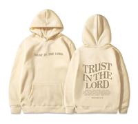 Qiamia Christian Sweatshirt with 50 PCS Bible Stickers, Jesus Hoodies for Women & Men, Trust in The Lord Graphic Hoodies (Apricot,3XL)