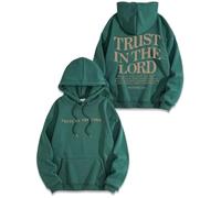 Qiamia Christian Sweatshirt with 50 PCS Bible Stickers, Jesus Hoodies for Women & Men, Trust in The Lord Graphic Hoodies (Green,3XL)