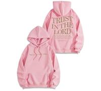Qiamia Christian Sweatshirt with 50 PCS Bible Stickers, Jesus Hoodies for Women & Men, Trust in The Lord Graphic Hoodies (Pink,M)