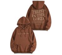 Qiamia Christian Sweatshirt with 50 PCS Bible Stickers, Jesus Hoodies for Women & Men, Trust in The Lord Graphic Hoodies (Brown,M)