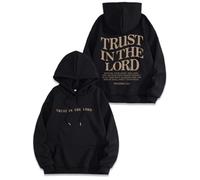 Qiamia Christian Sweatshirt with 50 PCS Bible Stickers, Jesus Hoodies for Women & Men, Trust in The Lord Graphic Hoodies (Black,S)