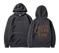 Qiamia Jesus Loves You Sweatshirt, Jesus Hoodies for Women & Men, Over Size Faith Sweatshirts with 50 PCS Bible Stickers (Gray,L)