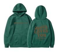 Qiamia Jesus Loves You Sweatshirt, Jesus Hoodies for Women & Men, Over Size Faith Sweatshirts with 50 PCS Bible Stickers (Green,3XL)