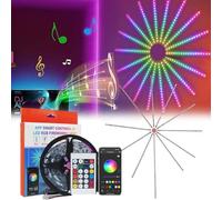 Qiamia WiFi Bluetooth Smart Fireworks LED - Luces de Fuegos Artificiales, Sparkler Con Control Remoto y App, Decoraciones Navideñas (Multicolor, 10 * 39in + 1 * 79in)