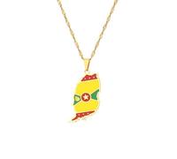 QIAMNI Collar con colgante de mapa de Granada para mujer, de acero inoxidable, plata y oro, cadena de clavícula, regalo personalizado, talla única, Acero inoxidable, No es una piedra preciosa