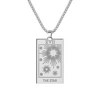 QIAMNI Collar de acero inoxidable con colgante de estrella de plata y amuleto mágico de adivinación para mujeres y hombres, Acero inoxidable
