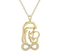 QIAMNI Collar de amor maternal de moda: engastado con piedras de circonio, joyería conmemorativa para embarazo y recién nacido, regalo para nuevas mamás