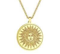 QIAMNI Collar de moneda de acero inoxidable 316L con colgante de amuleto del dios helio griego antiguo para mantener seguro y suave (dorado), Acero inoxidable