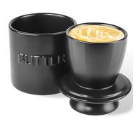 QIAMO Mantequera con tapa, mantequillera francesa de cerámica para disfrutar de mantequilla fresca y untable, diseño gris mínimo adecuado para el hogar (negro)