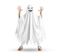 QIANAI Disfraz Fantasma, Capa Blanca Fantasma, Disfraz Infantil de Fantasma Unisex, Halloween Criança, Fantasias Infantis de Halloween
