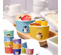 QIANAI Tazón Papel para Helado, 50 Cuencos de Helado con 50 Cucharas, Helados Cuencos, Ice Cream Cup, Tarrina Helado, Vasos Carton, Vasos para Helado, Vasos de Papel para Postres