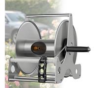 QianCruxtacy Carrete de Manguera Multiusos de Metal, Opciones de Montaje en Pared o en Suelo con Soporte, Incluye Tubo de Alimentación 2.5m, para Jardines Domésticos y Uso Comercial Exterior A-10m