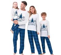 Qianderer Conjunto de pijamas familiares de Navidad a juego, pijamas de Navidad, conjuntos de ropa de dormir, ropa de estar por casa, pijamas de Navidad para parejas, ropa de dormir y descanso para