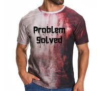 qianduoduo Camiseta de Halloween con estampado de sangre, diseño único de terror, cuello redondo, manga corta, tallas extra grandes disponibles, ideal para fiestas y uso diario, B-problem Solved, XL