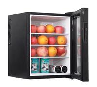 Qiang Frigorífico Vertical Compacto con Puerta Cristal Y Cerradura Minicongelador Sobremesa Una Puerta Y Acero Inoxidable, 28db, Rango Control Temperatura 10-15°c; Dormitorios Y Apartamentos 30L