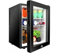 Qiang Frigorífico Vertical Compacto con Puerta Cristal Y Cerradura Minicongelador Sobremesa Una Puerta Y Acero Inoxidable, 28db, Rango Control Temperatura 10-15°c; Dormitorios Y Apartamentos 40L