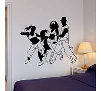 QIANGTOU Aplique de vinilo paso de baile sala de jóvenes baile de hip hop art deco, pegatinas de pared de baile callejero, decoración de moda para dormitorio adolescente 88x75cm