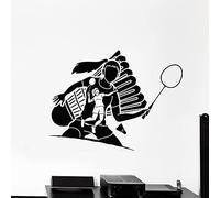 QIANGTOU Bádminton Deporte Vinilo Pared calcomanía bádminton Chica Atleta Juego Tenis Pelota cancha Raqueta Pared Pegatinas hogar niñas habitación decoración 56x42cm