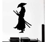 QIANGTOU Este Vinilo Pared Pegatina decoración Dormitorio Samurai Guerrero Japón Espada Caballero Pared calcomanía para decoración de Sala de Estar Arte 42x68cm