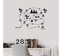 QIANGTOU Mapa del Tesoro Pirata Sala de Juegos para niños Vinilo Pared calcomanía decoración del hogar Dormitorio Arte Mural Pegatinas de Pared 75x50cm