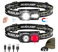 QIANGUANG Linternas frontales，LED Clip On Cap Light Headlampe,Frontlampe Ligero con Control de Sensor, 3 Modos Regulables, para Caza, Camping, Pesca (2, Negro)