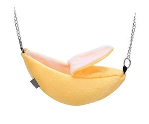 qiangXINGYai 1 hamaca colgante para hámster, diseño de plátano, jaula de algodón para animales pequeños, nido de dormir adecuado para cama de mascotas pequeñas, juguetes de hámster pequeño, columpio