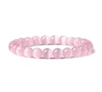 QIANGYTHENKO Pulseras de piedra para hombre, hechas a mano, elásticas, pulidas, 8 mm, cuentas azules, pulsera de chakras para mujer, 19cm, Piedra Cuero