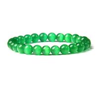 QIANGYTHENKO Pulseras de piedra para hombre, hechas a mano, elásticas, pulidas, 8 mm, cuentas azules, pulsera de chakras para mujer, 21cm, Piedra Cuero