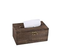 Qianha Mall Caja de pañuelos retro cuadrada de madera, soporte para pañuelos, cubierta para el hogar, oficina, coche, automóvil, decoración, bolsas de almacenamiento de cama con (A 22 x 12 x 10 cm)