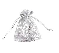 QIANHAILIZZ 100 bolsas de regalo de organza con diseño de corazón de flores de 3.5 x 4.7 pulgadas, bolsas de regalo para caramelos, bolsas de regalo de boda con cordón, bolsas de regalo de boda X92