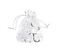 QIANHAILIZZ 100 bolsas de regalo de organza con diseño de corazón de flores de 3.5 x 4.7 pulgadas, bolsas de regalo para caramelos, bolsas de regalo de boda (todas blancas con corazón blanco)