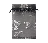 QIANHAILIZZ 100 bolsas de regalo de organza mariposa de 3.5 x 4.7 pulgadas, bolsa de regalo para caramelos, bolsas de regalo de boda con cordón, D18 (negro)