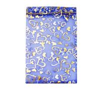 QIANHAILIZZ 8 x 12 pulgadas, 100 bolsas de organza con cordón para flores de corazón, bolsa de regalo para joyas, bolsa de dulces con cordón para recuerdos de boda (corazón dorado azul real)
