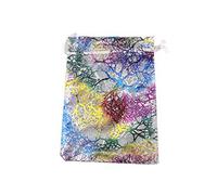 QIANHAILIZZ Paquete de 100 bolsas de regalo de organza con diseño de árbol colorido para caramelos, bolsas de regalo de boda CJQ5 (blanco, 5 x 7 pulgadas)