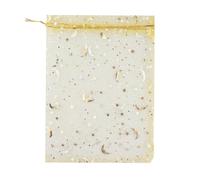 QIANHAILIZZ Paquete de 100 bolsas de regalo de organza con diseño de estrella de luna de 7 x 9 pulgadas, bolsa de regalo para caramelos, bolsas de recuerdo de boda MS17 (dorado)